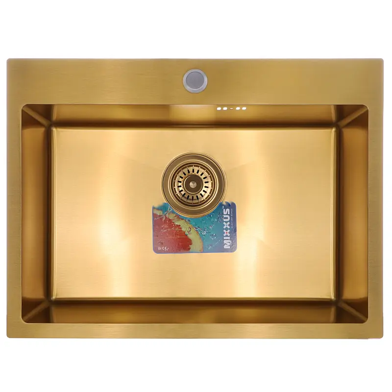 Набір кухонна мийка із змішувачем та дозатором Mixxus SET-6045-200x1.0-PVD-Gold MX0589, Золотий - фото 3