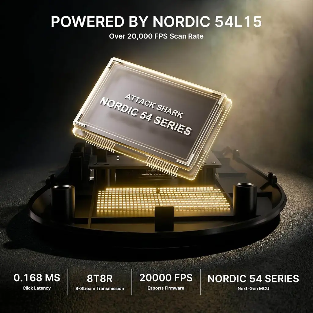 Бездротова миша ATTACK SHARK V8 42000 DPI PAW3950MAX Nordic 54L15 8K Чорна - фото 9