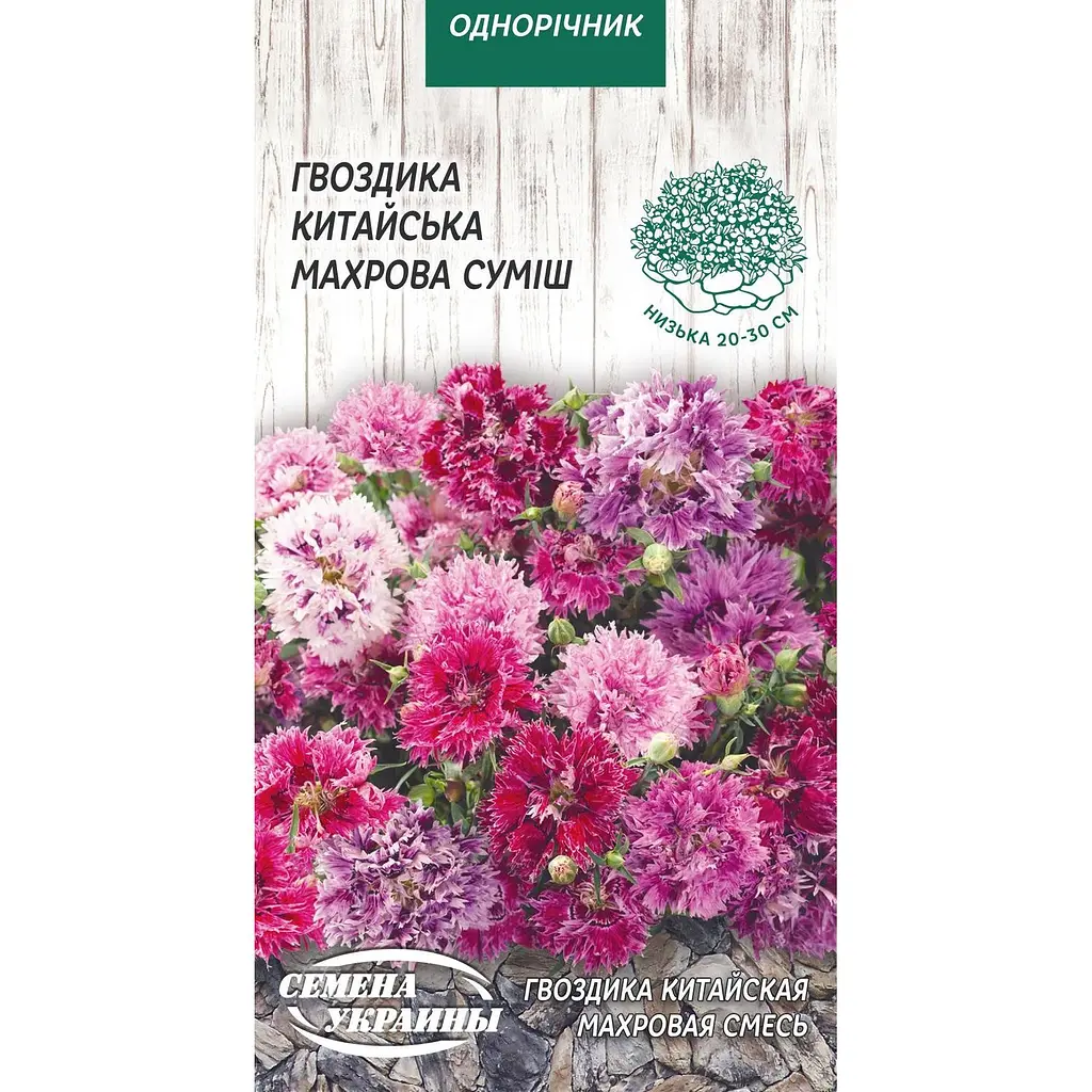 Насіння Гвоздика Насіння України Китайська Махрова (суміш) 0.2 г (779200) - фото 1