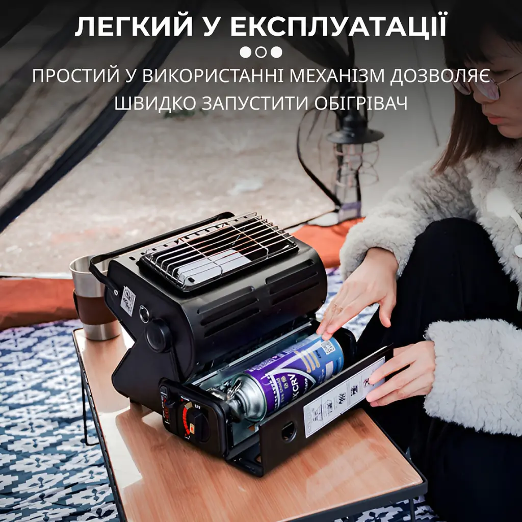 Плита газова-обігрівач туристичний Portable Gas Heater YC-808B - фото 6