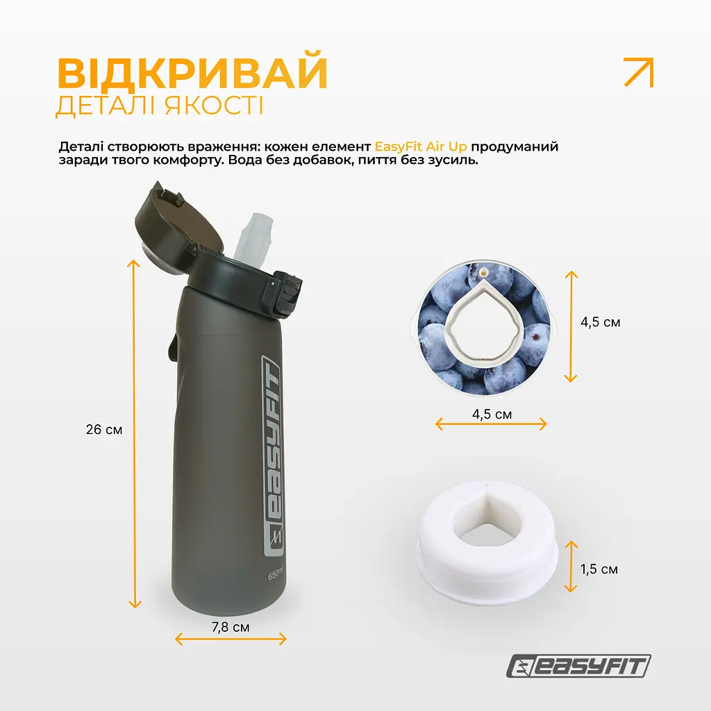 Спортивная бутылка для воды со вкусами EasyFit Air Up (7 ароматизированных капсул в комплекте), 650 мл - фото 5