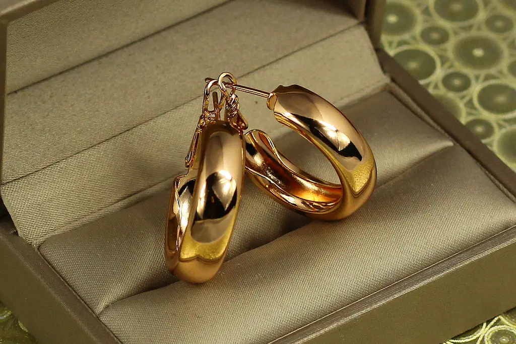 Сережки Xuping Jewelry колечки масивні конго 2,2 см золотисті