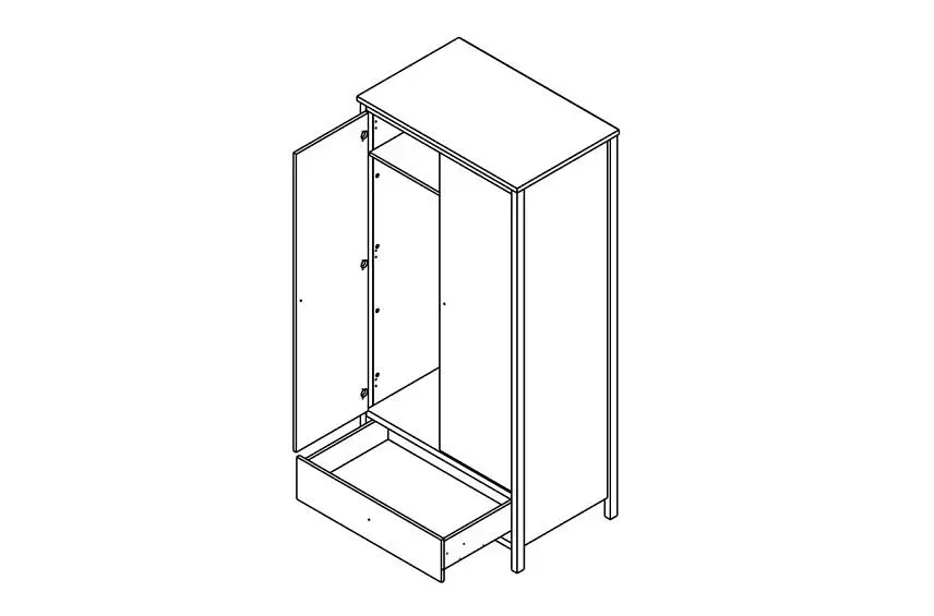 Шафа розпашна з ящиком Gerbor Чос SZF2D1S Дуб Тахо/Чорний (GRB-1456) - фото 2
