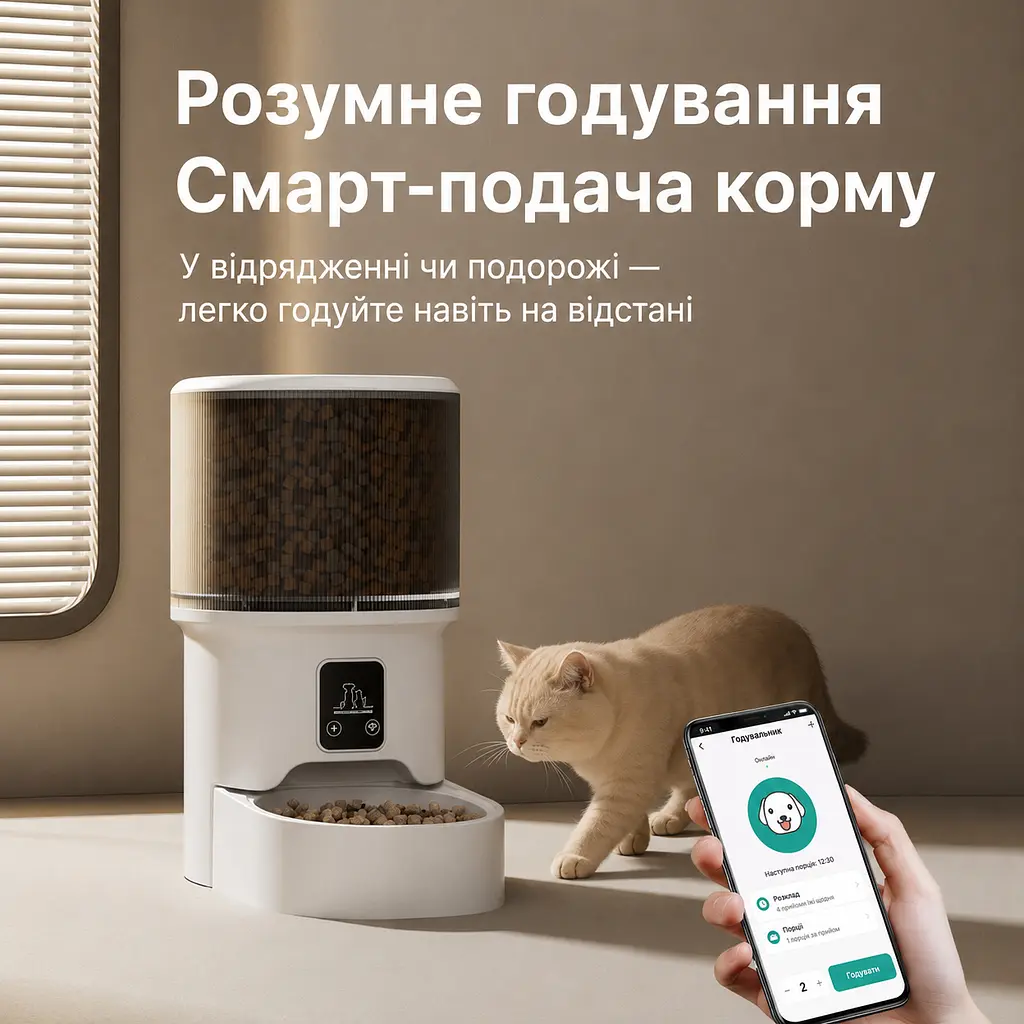 Автоматична годівниця для котів Elecpet 4 л Wi-Fi та відеокамера, білий - фото 2