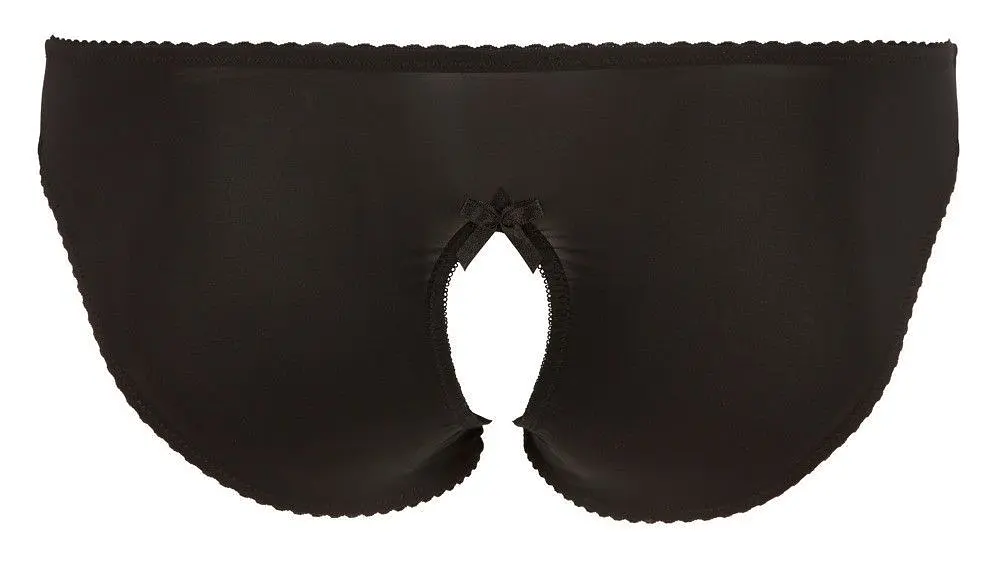 Трусики з відкритою промежиною Cottelli Curves, 4XL (чорний) - фото 4