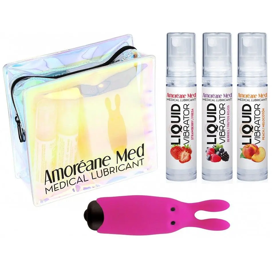 Набір Amoreane Adrien Lastic Med з 3 - х смаків стимулюючого лубриканта та вібропулі рожевий - фото 2