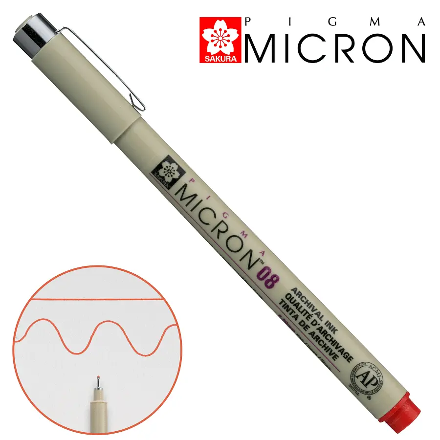 Лінер Sakura PIGMA MICRON (0.8), 0,5 мм червоний