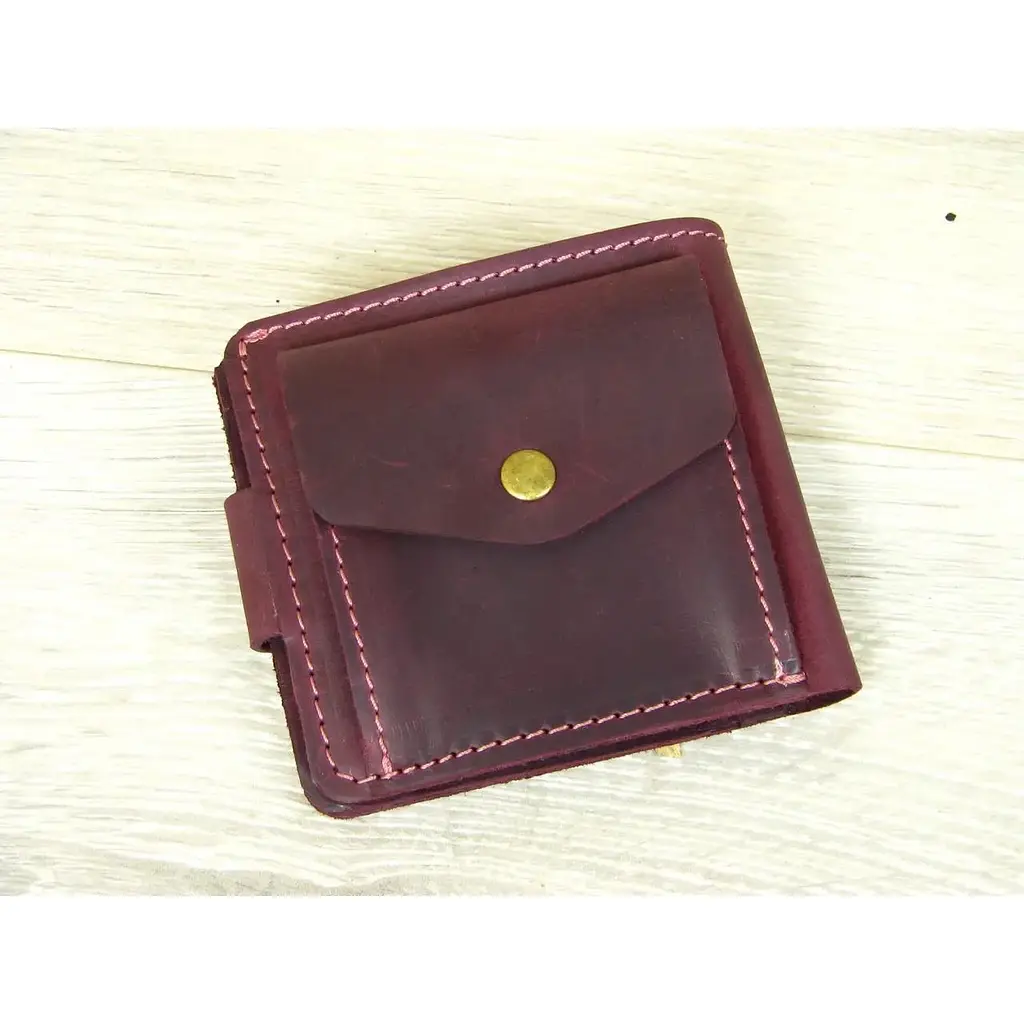 Кошелек GS кожаный бордовый - фото 5