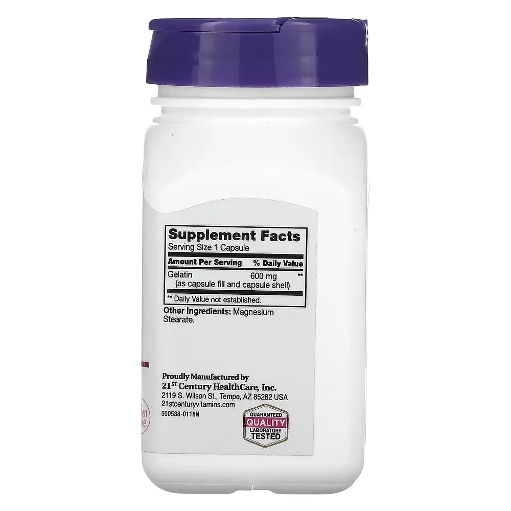 Препарат для суглобів і зв'язок 21st Century Gelatin 600 mg, 100 капсул - фото 2