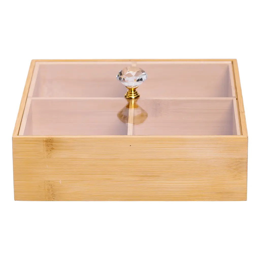 Менажниця бамбукова квадратна з кришкою 22*22*8 см Yiwu HB-40-2 - фото 4