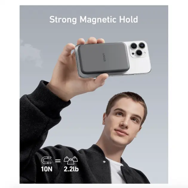 Зовнішній акумулятор (магнітний) Anker 621 Magnetic 5000mAh (A1610012) чорний - фото 5