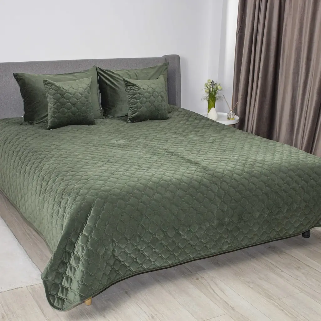 Покривало ТЕП двоспальне Velour Ромб круглий 4-00516_33936 180х240 см темно-зелене - фото 2