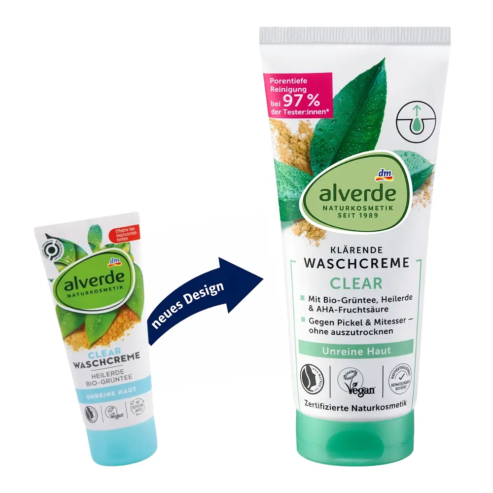 Очищувальний крем для обличчя Alverde Naturkosmetik Clear з цілющою гряззю та екстрактом зеленого чаю 100 мл - фото 4