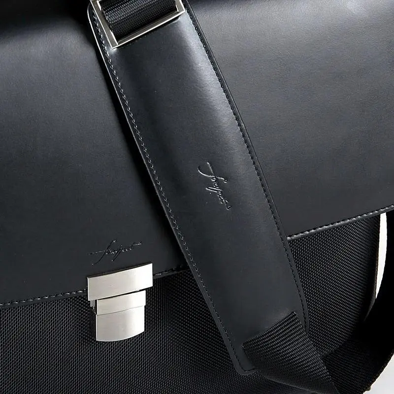 Деловой портфель из кожи и нейлона Fouquet 39х31х10.5 см sum0026918 - фото 5