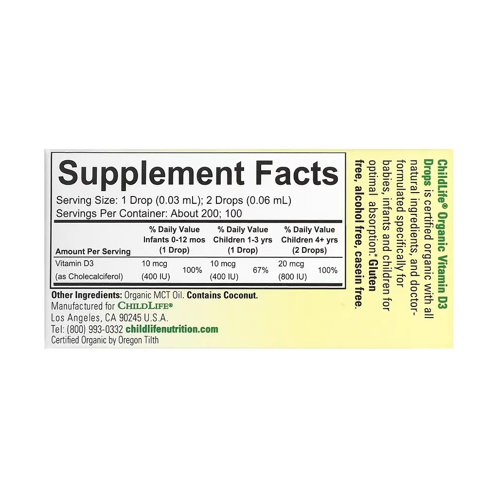 Рідкий Органічний Вітамін D3 для Дітей і Немовлят Organic Vitamin D3 Drops - 6.25 мл - фото 2