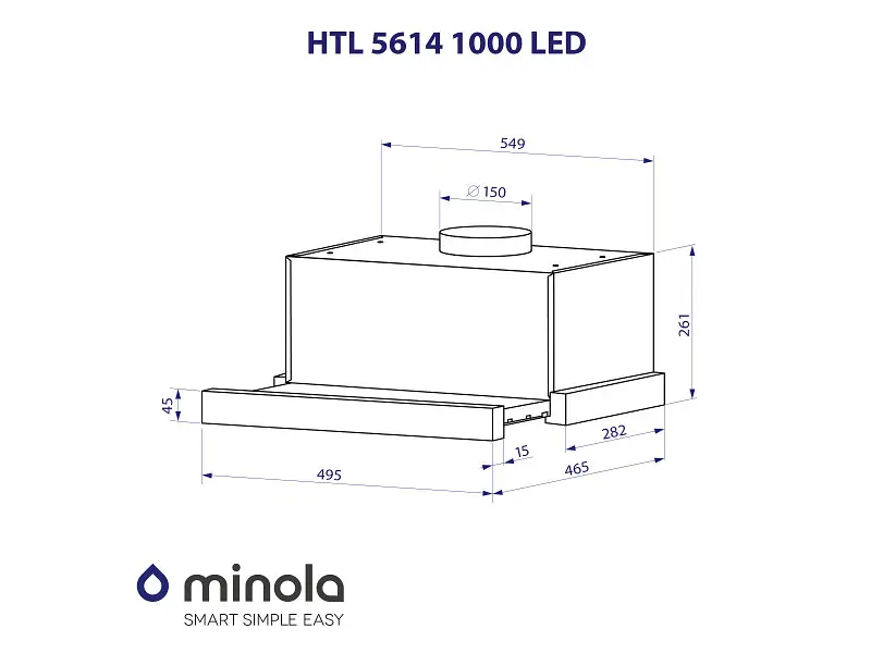 Витяжка Minola HTL 5614 WH 1000 LED - фото 10
