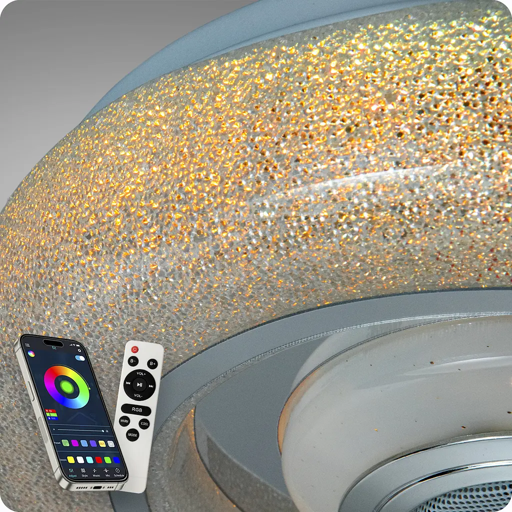 Люстра світлодіодна 517 Dlight RGB з пультом і колонкою 45Вт Білий (02147) - фото 6