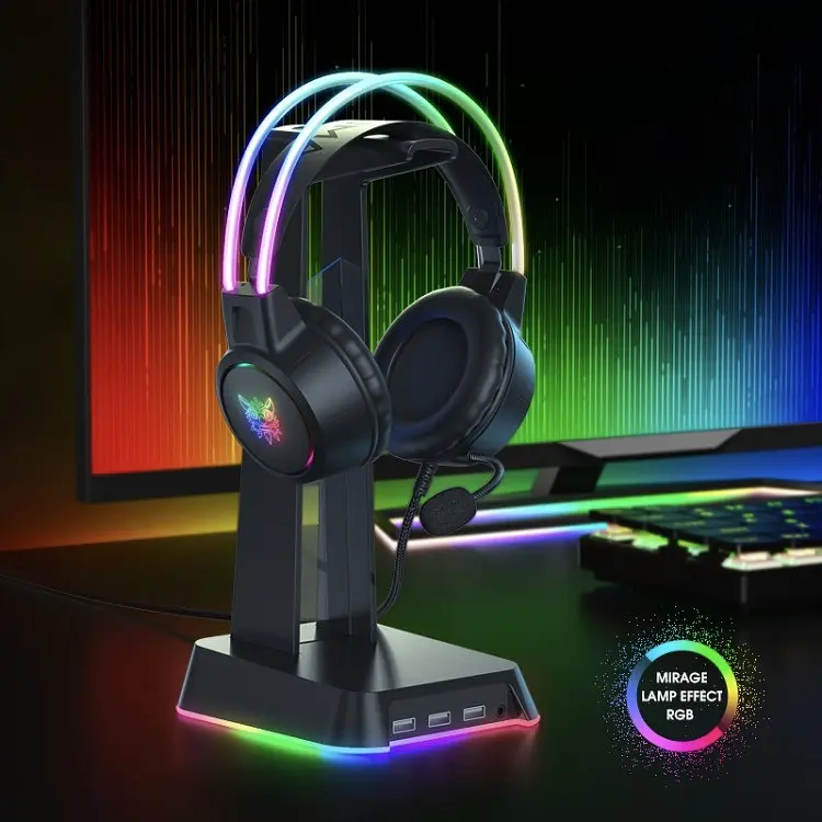 Игровые проводные наушники Onikuma X15 Pro с выдвижным микрофоном, шумоподавлением и LED подсветкой Черный - фото 5