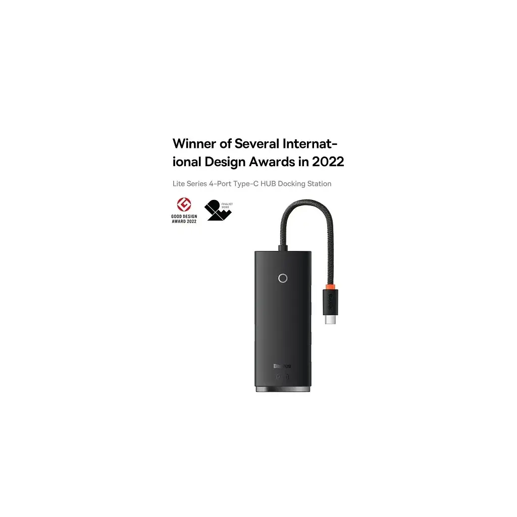 Концентратор Baseus USB-C to 4xUSB 3.0 1.0m black (WKQX030401) - фото 9