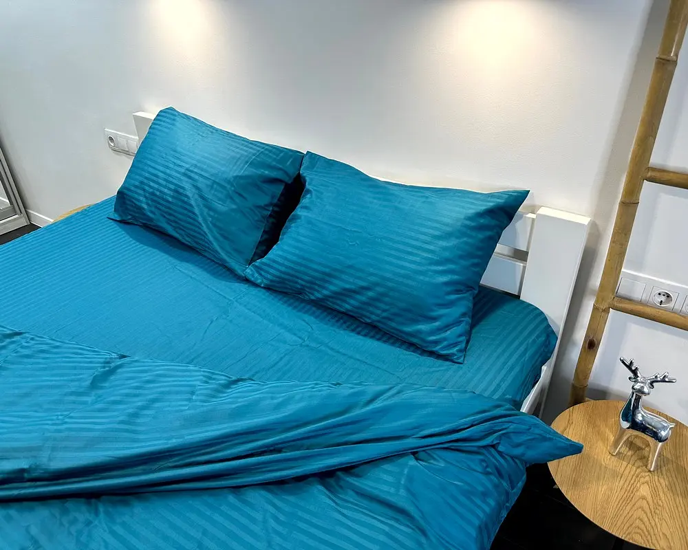 Постільна білизна LARA сатин-страйп LUX turquoise d13227е євро - фото 2