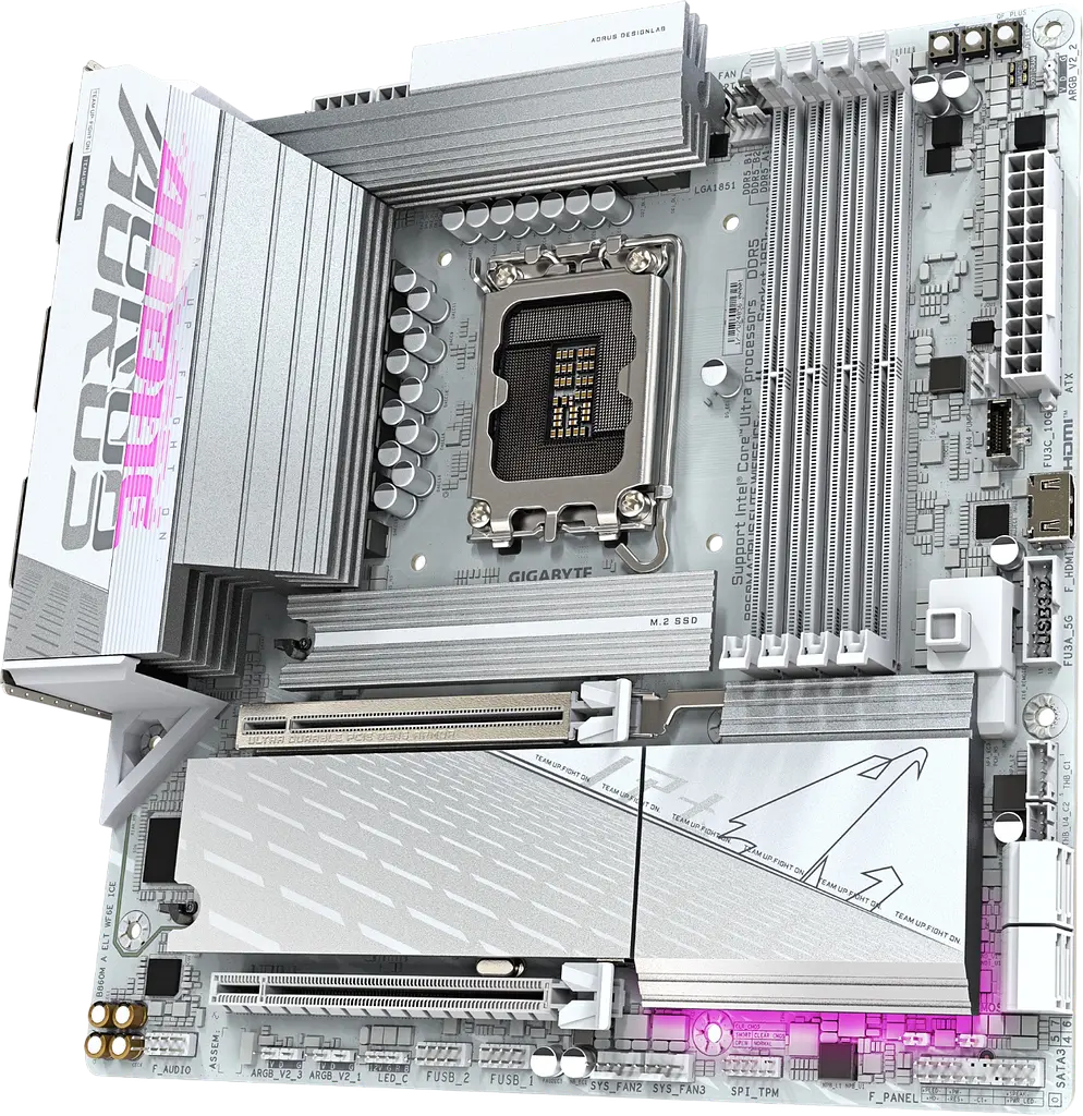 Материнська плата Gigabyte B860M Aorus Elite Wi-Fi 6E Ice LGA 1851 (B860M A ELT WF6E ICE) Б/В - фото 2