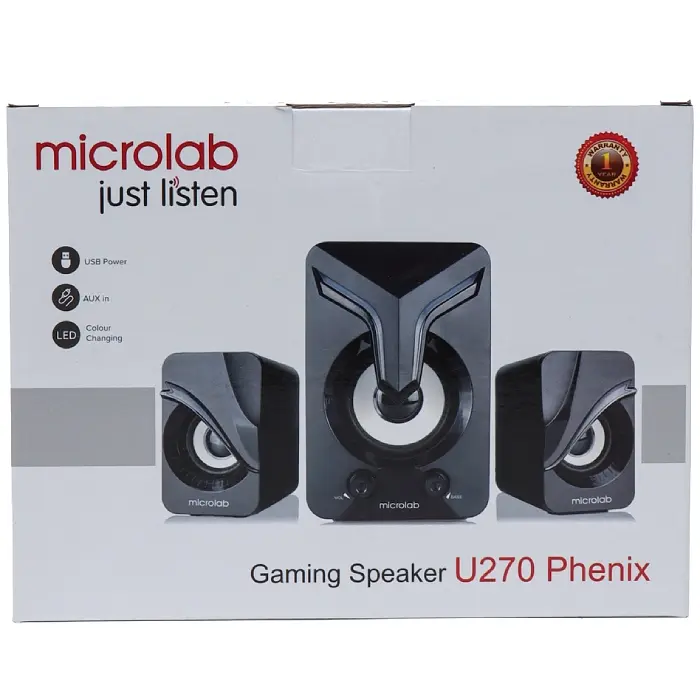 Акустична система 2.1 Microlab U-270 11W, USB, LED, чорна - фото 4