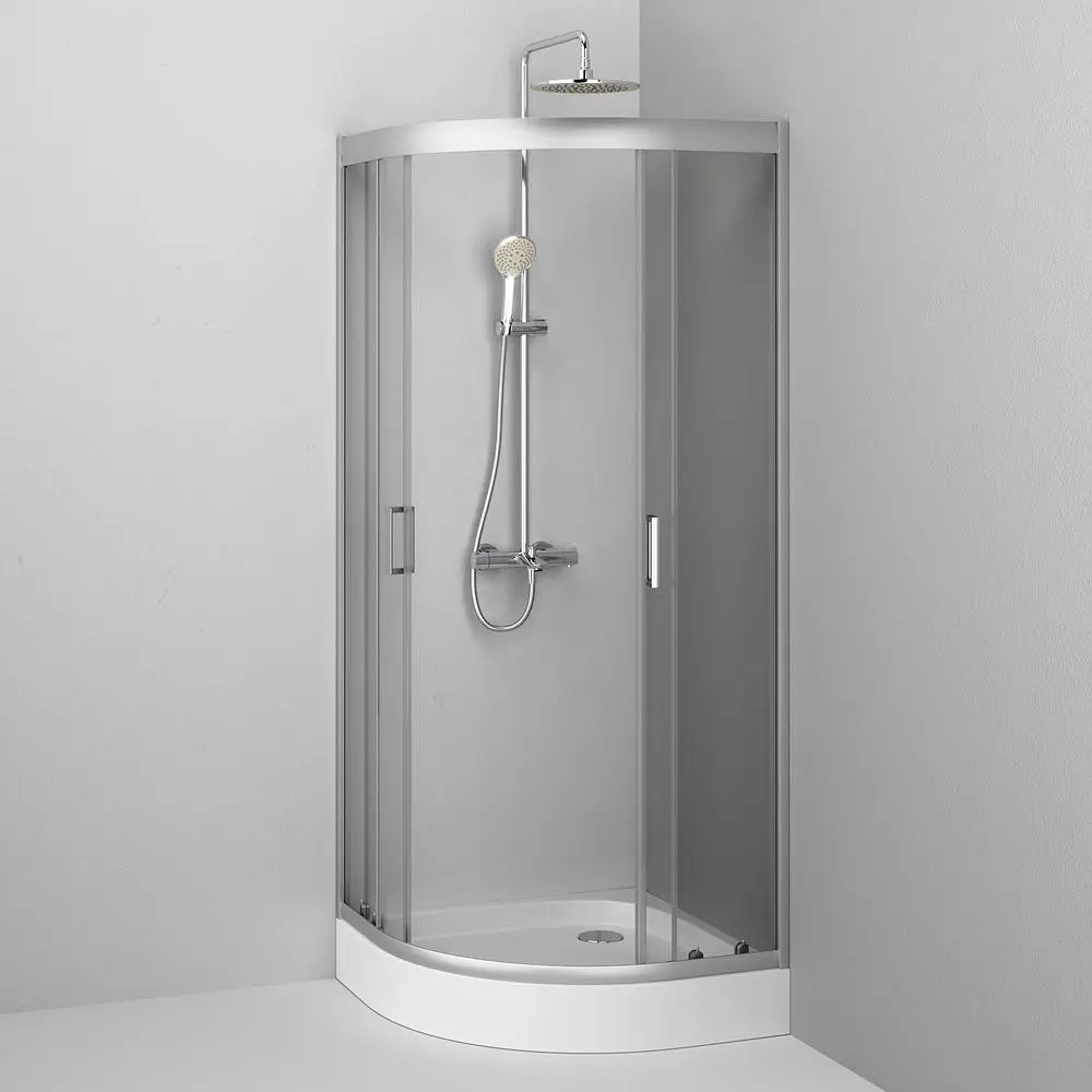 Душова кабіна Am.Pm Gem 80x80 см без піддону хром матовий W90UG-401-080MT, Хром матовий, Універсальна, прозрачний, хром матовий - фото 4