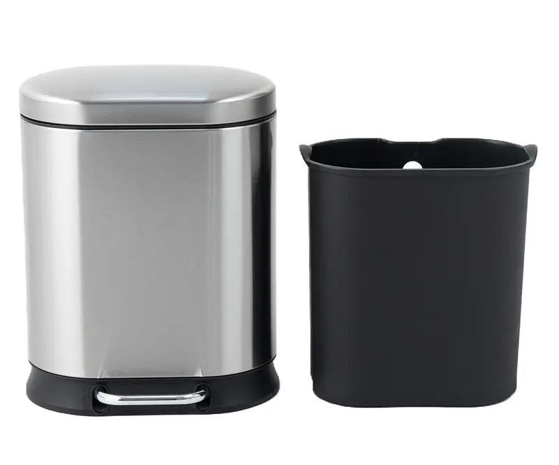 Відро для сміття з плавним закриттям овальне Mixxus Premium Strong-TC0120 SS Color 20л нержавіюча сталь MI7081, Нержавіюча сталь - фото 2