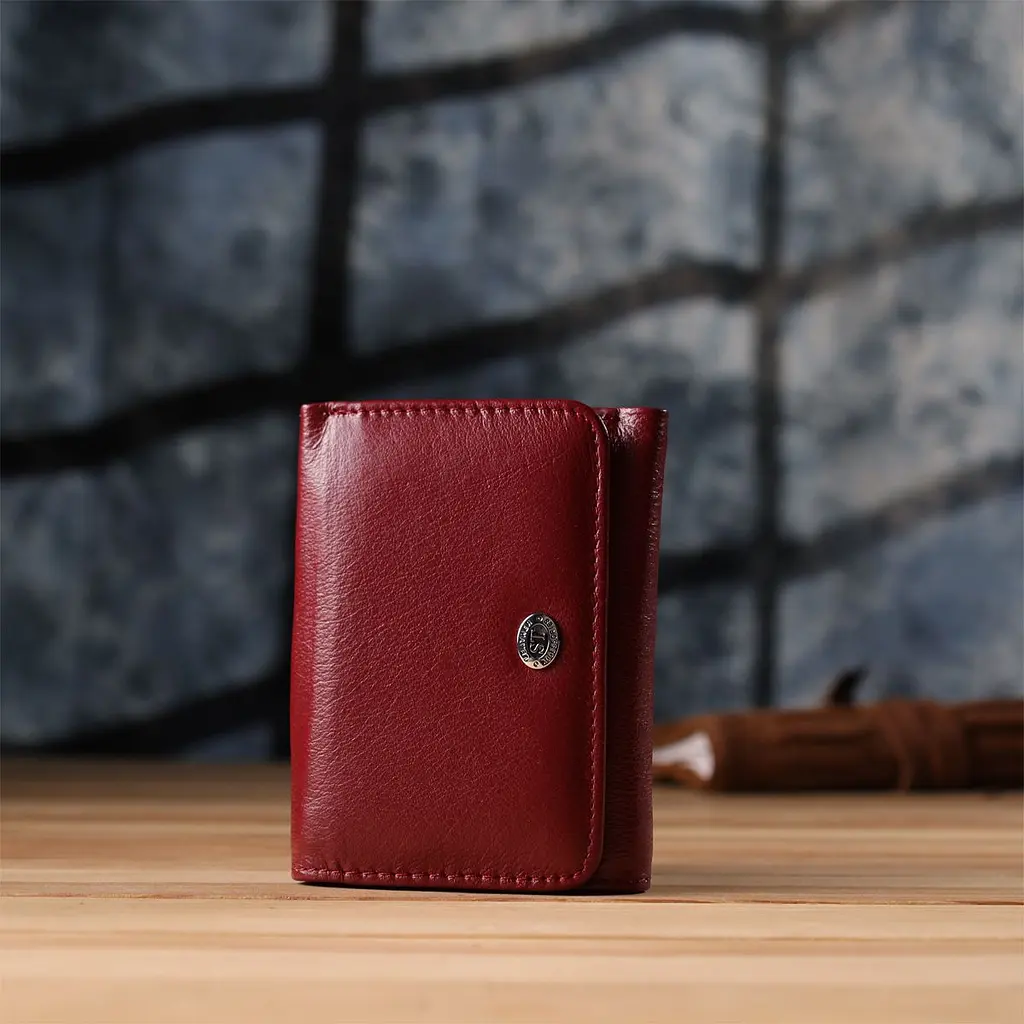 Компактний жіночий гаманець із натуральної шкіри ST Leather 23073 бордовий - фото 9