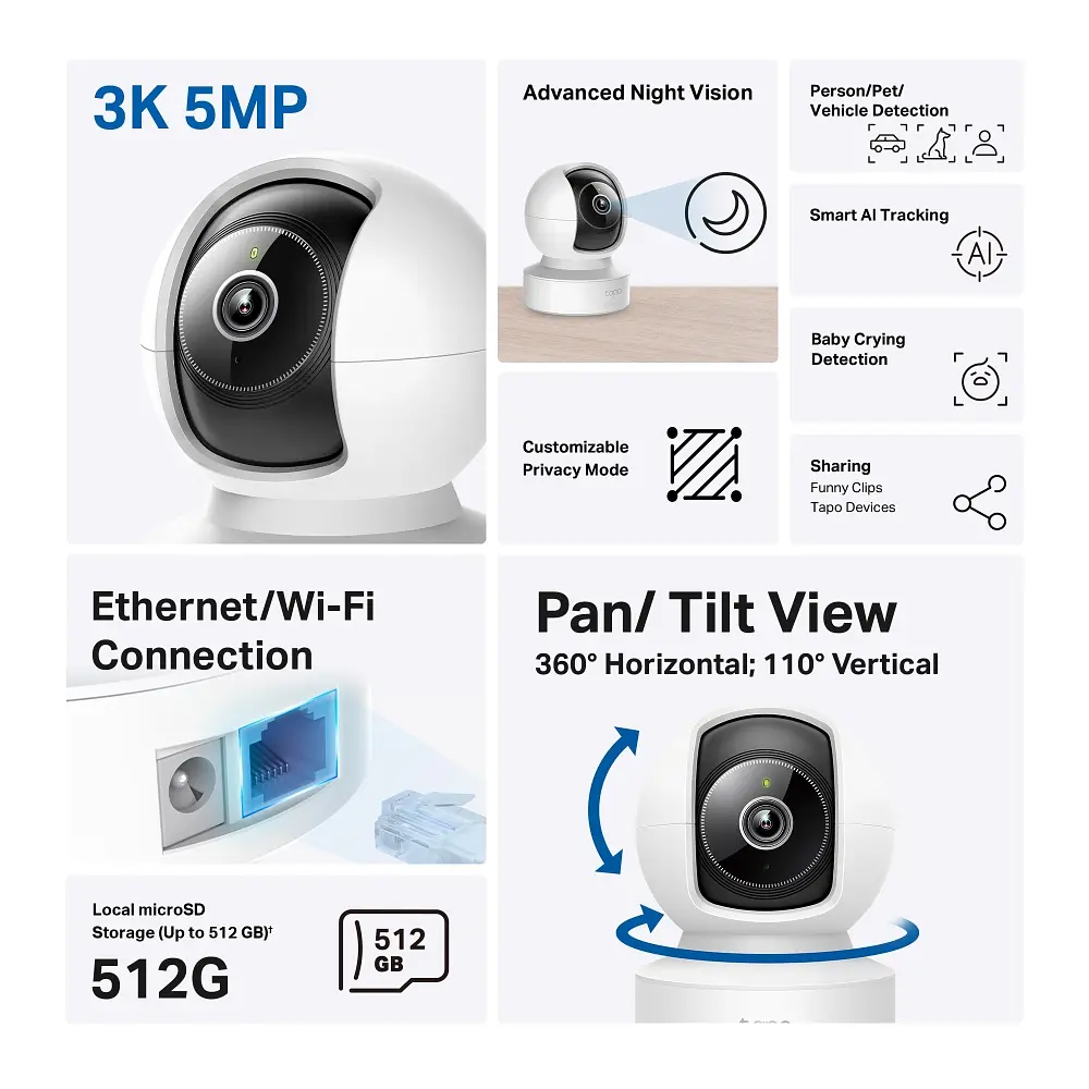 IP-Камера Tapo C232 5MP N300 microSD motion detection. AI TP-Link teh0015990 - фото 6