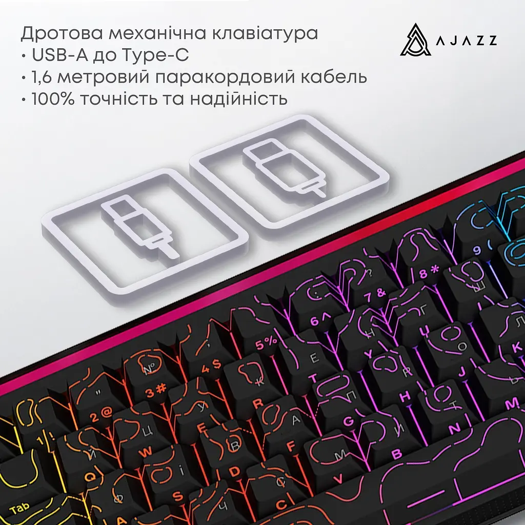 Клавіатура Ajazz NK68 Red Switch UA Black (NK68-R-S-B) [156873] - фото 15