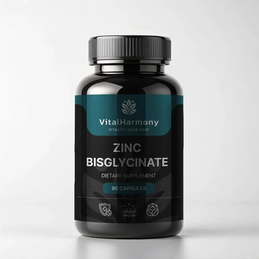 Бісгліцинат цинку VitalHarmony Zinc Bisglycinate, 90 капсул для підтримки імунної системи