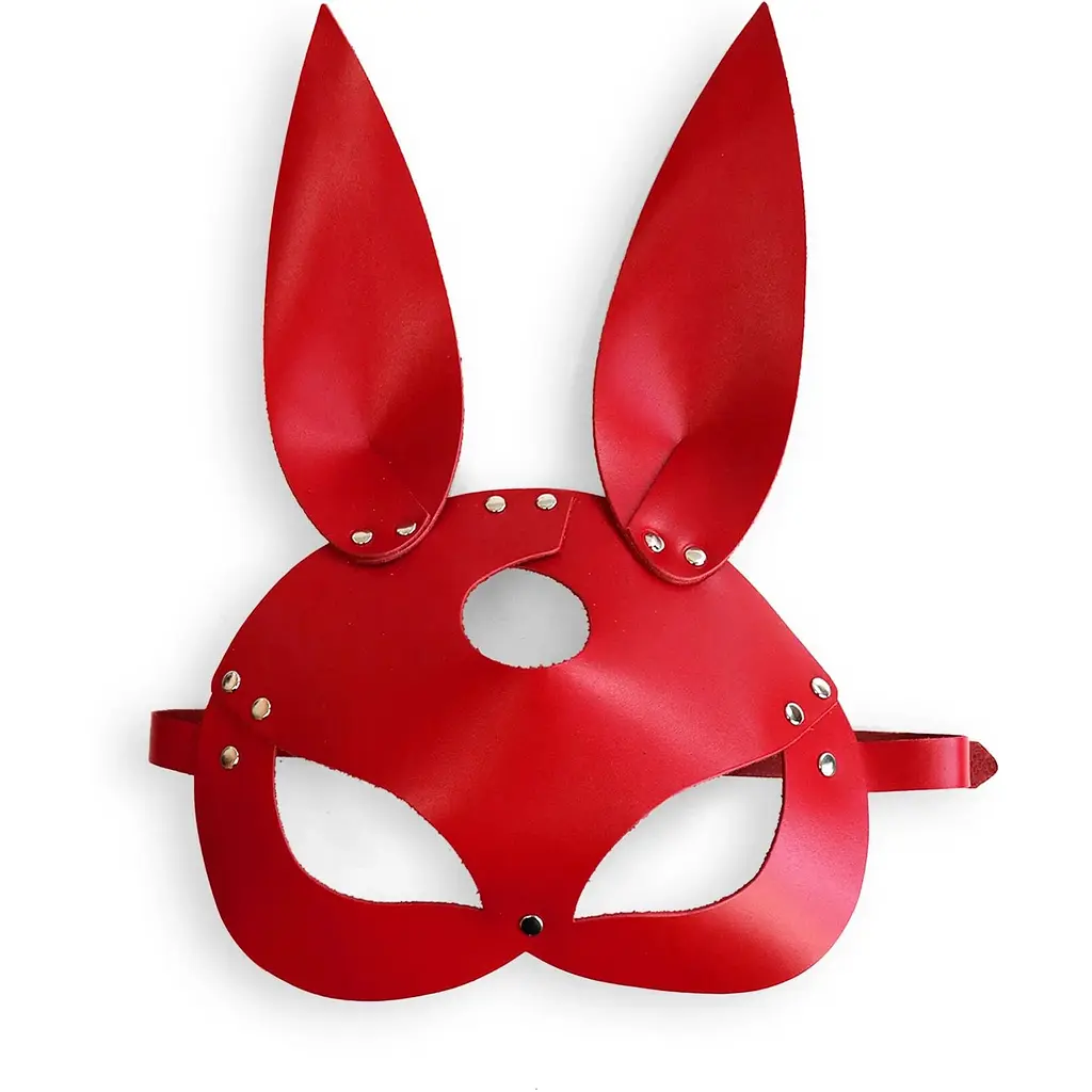 Шкіряна маска зайчика Art of Sex - Bunny mask, колір Червоний - фото 3