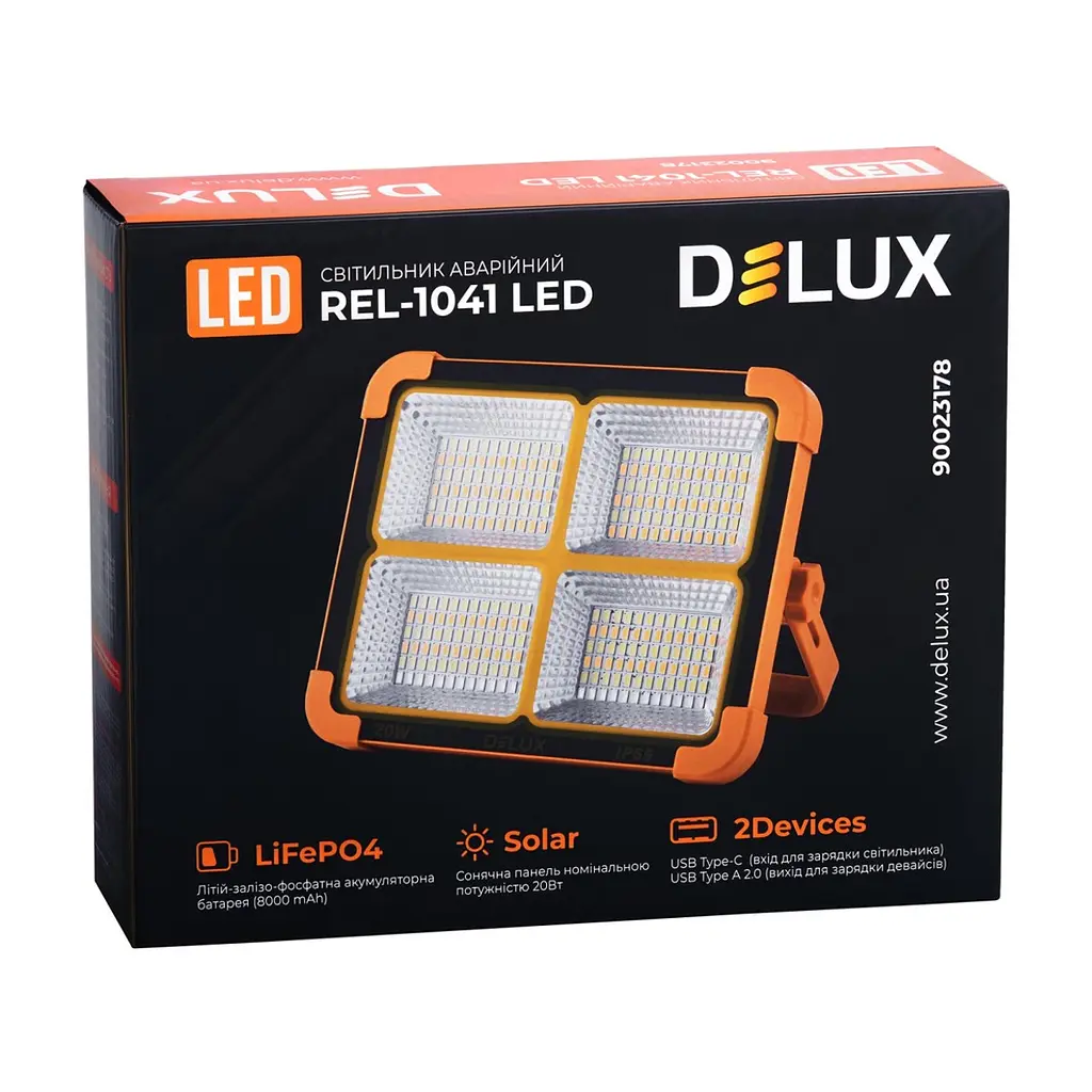 Прожектор Delux REL-1041 ( 3.7V 8000mAh) 288 LED 20Вт IP65 (90023178) - фото 5