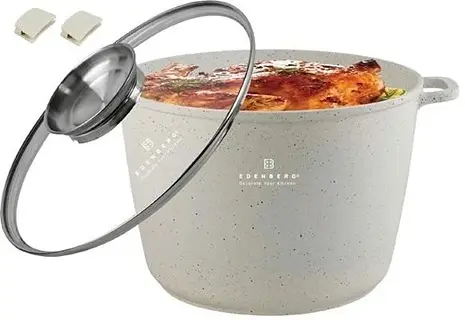 Каструля з кришкою Edenberg EB-3964 14 л 32х22 см бежева - фото 2