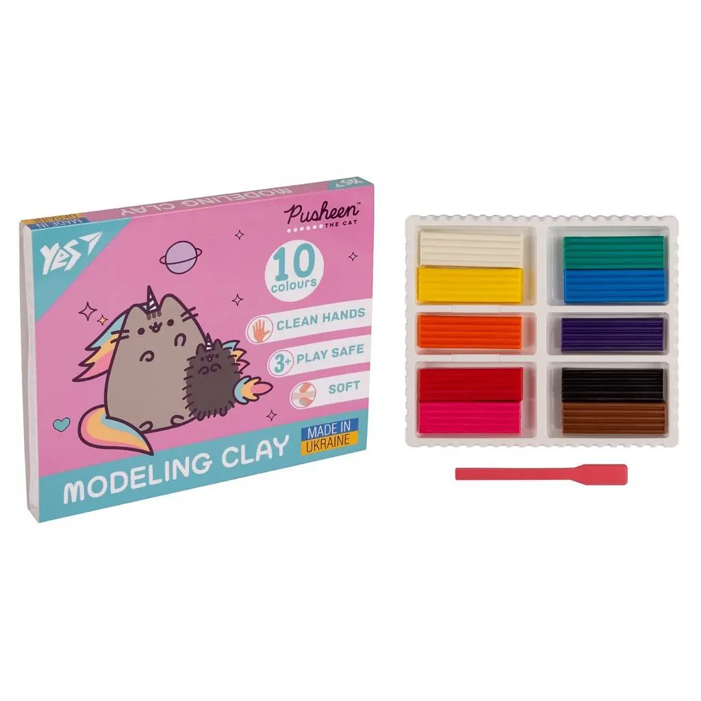 Пластилін Yes 10 кольорів 200 г Pusheen (540663)