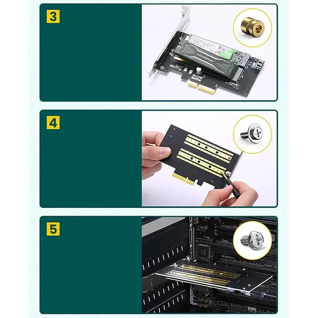 Контроллер плата расширения Ugreen CM302 M.2 M-Key+M.2 B-Key to PCI-E 3.0 х 4 Expansion Card (70504) - фото 2