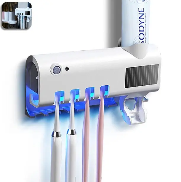 Диспенсер для зубної пасти Toothbrush Sterilizer з УФ-стерилізатором і тримачем на 5 щіток, настінний, автоматичний - фото 5