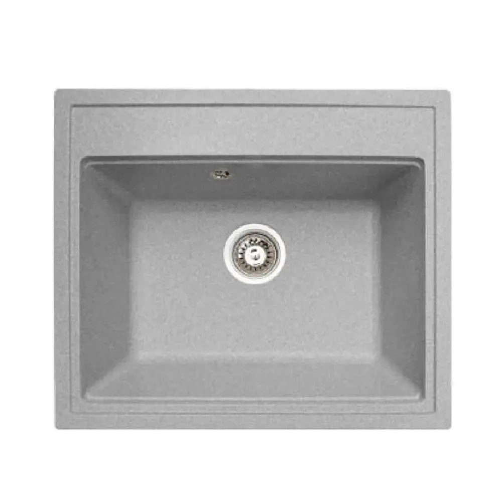 Гранітна мийка з краном квадратна WIZ № 9 570х510 мм (Сіра) - фото 2