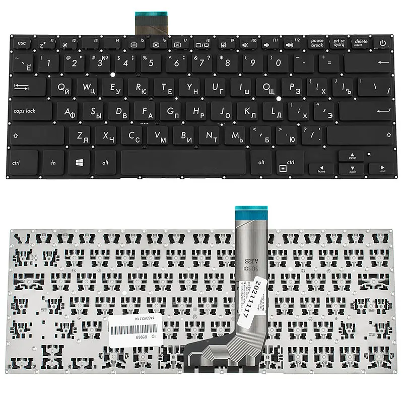 Клавіатура для ноутбука ASUS (X405 series) rus, black, без фрейма (оригінал) - фото 2