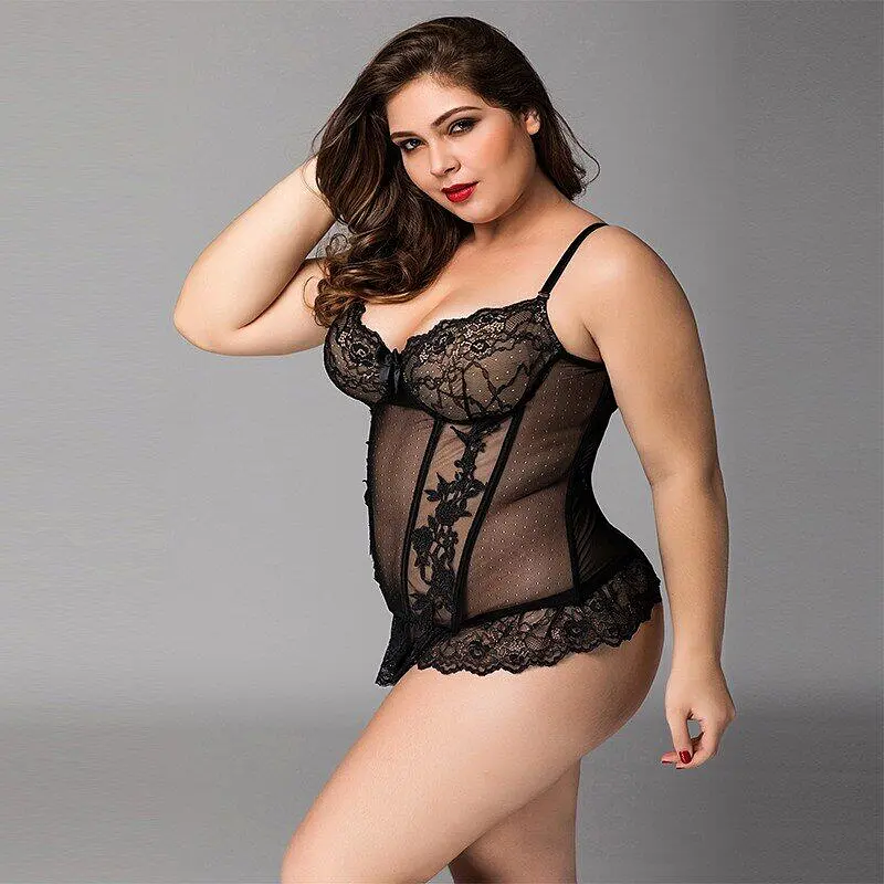 Мереживний корсет JSY «Сексуальна Белла» Plus Size Black, дрібна сітка, гіпюр, чашки з кісточками - фото 3
