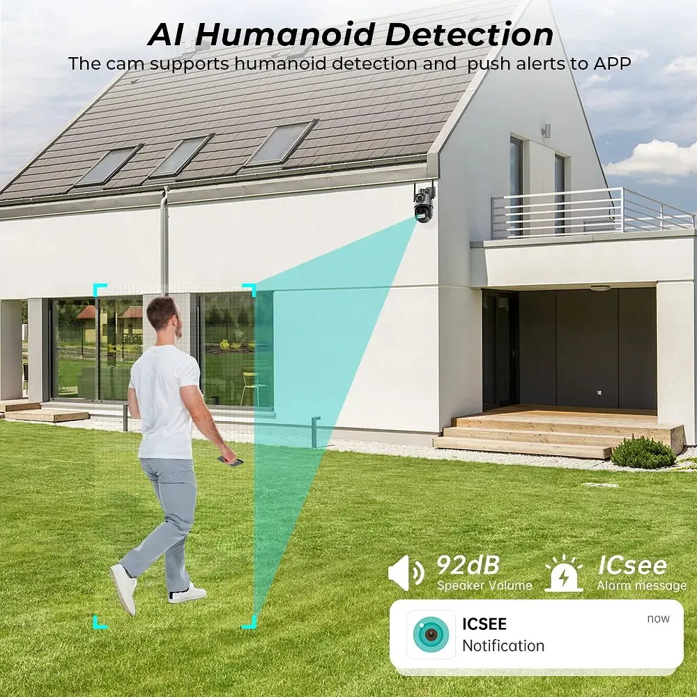 Вулична камера XPRO 8MP 4K IP Camera Outdoor WiFi PTZ подвійний об'єктив, подвійний екран чорна (43912-_1343) - фото 6