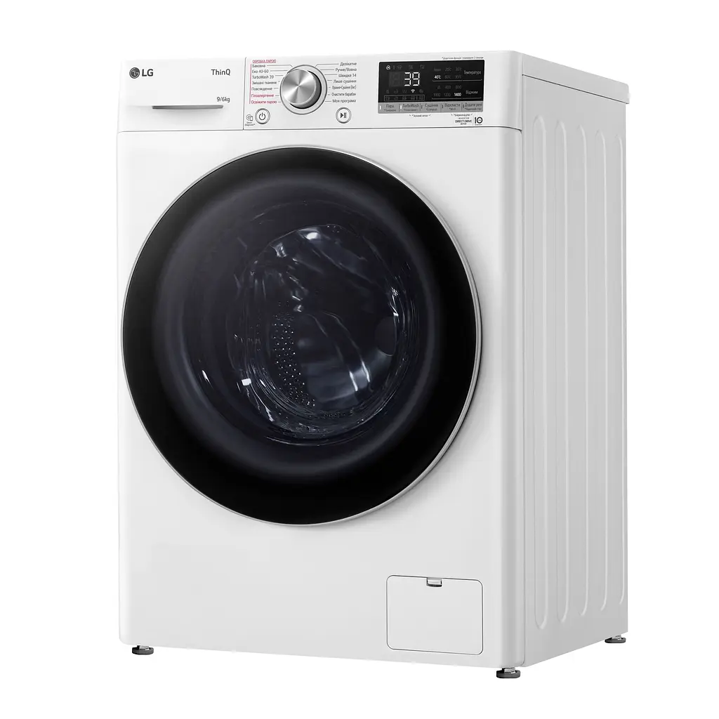 Прально-сушильна машина LG фронтальна, 9(6)кг, 1400, А, 56см, дисплей, пара, інвертор, білий (F4V7VG1W) - фото 6