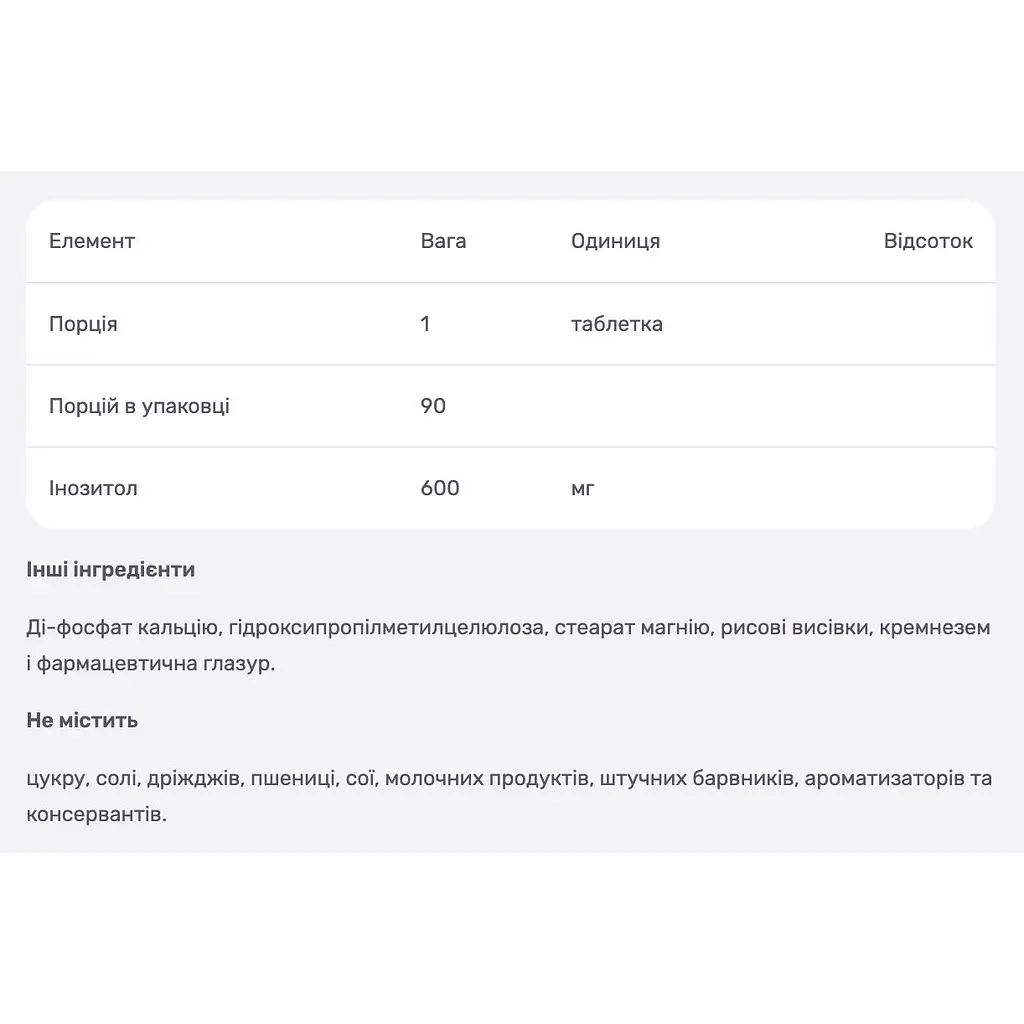 Інозитол NaturesPlus уповільненого вивільнення 600 мг 90 таблеток - фото 3
