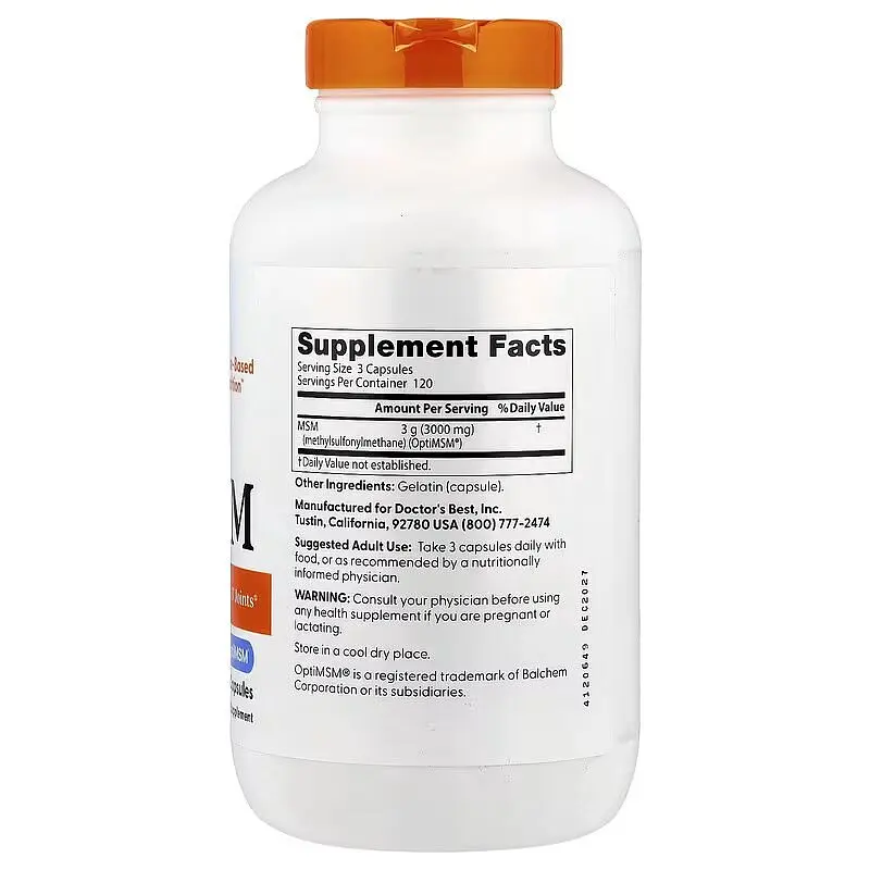Для здоров'я суглобів Doctor's Best MSM with OptiMSM, 360 капсул - фото 2