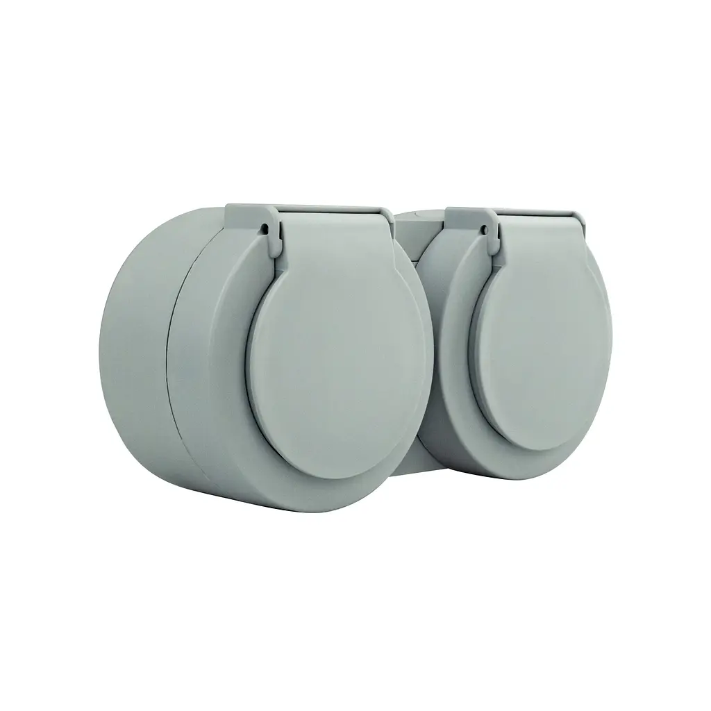 Розетка подвійна Ovivo Electric xOne з заземленням та кришкою сірий - фото 7