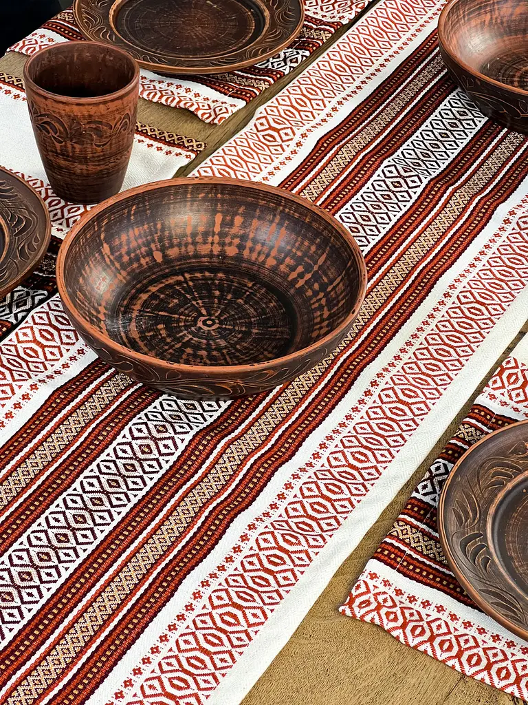 Льняная салфетка с украинским орнаментом Луч 30х40 см 6 шт. Красный - фото 10