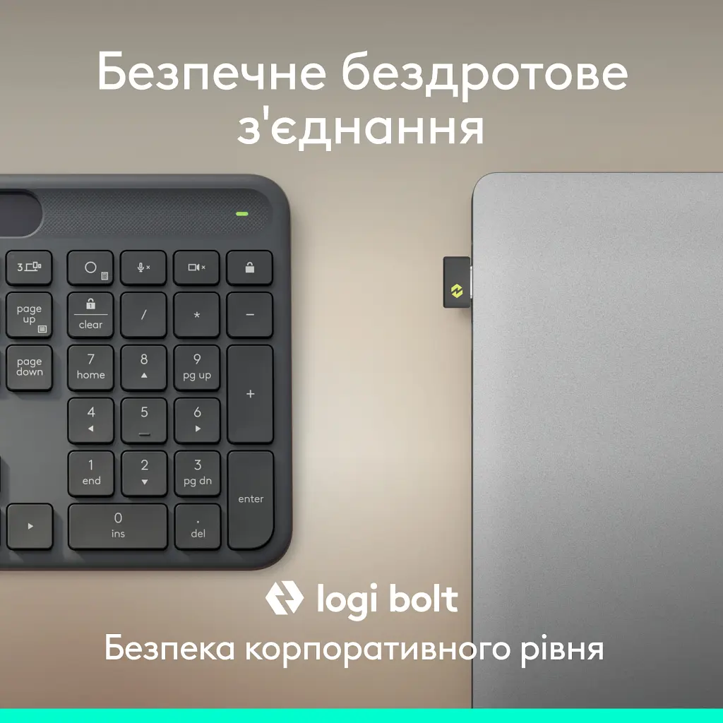 Клавіатура Logitech Slim Solar+ for Business Wireless/Bluetooth Graphite (920-013779) - фото 6