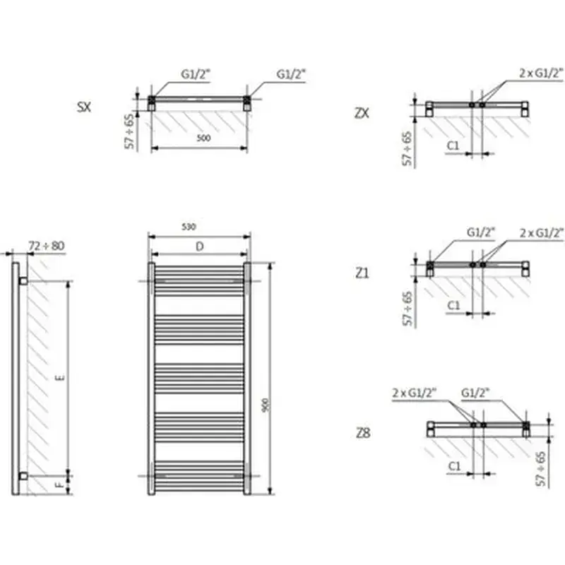 Сушарка для рушників Terma Fiona 900х530 (WGFIN090053KS96SX) - фото 2