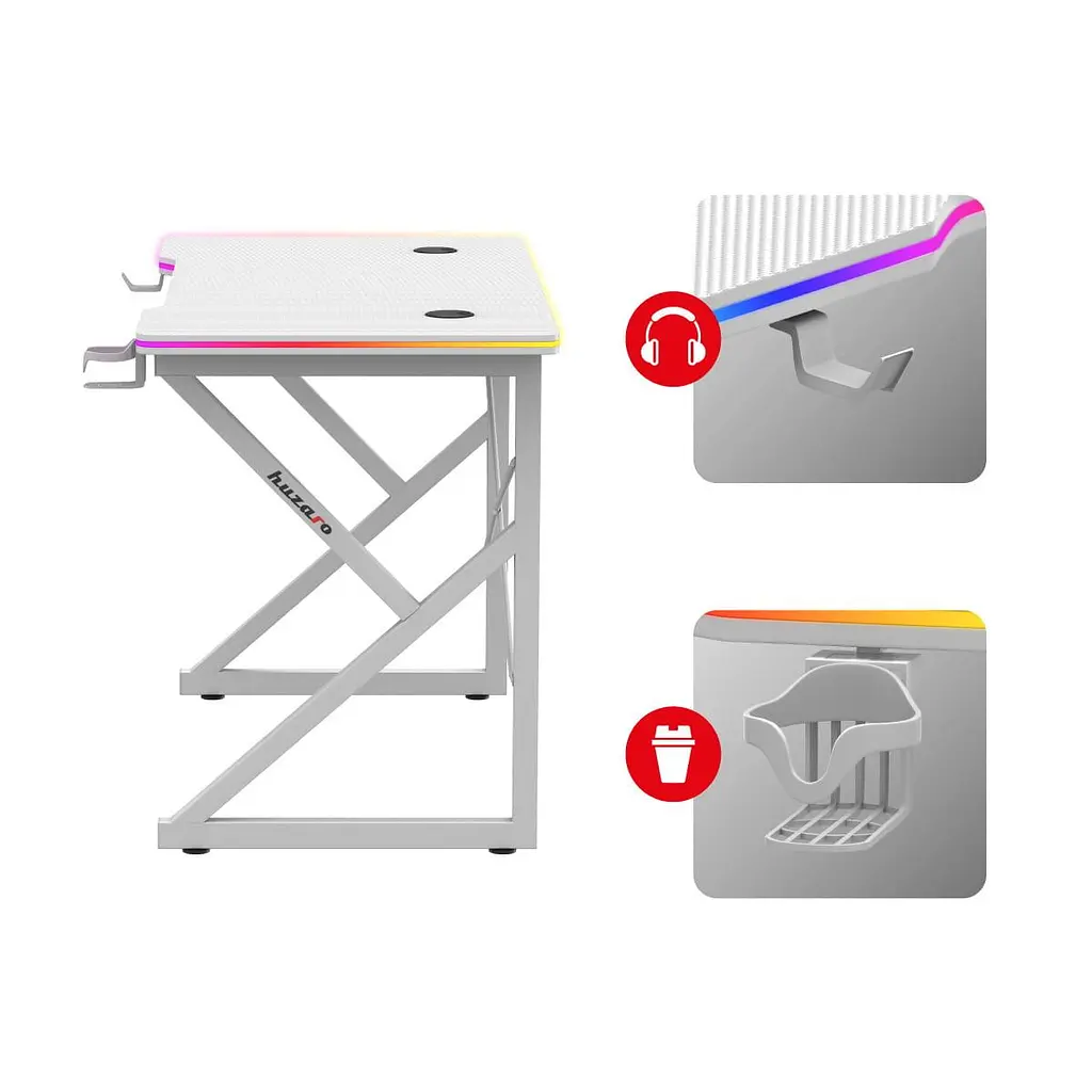 Компьютерный стол HUZARO Hero 1.7 RGB White - фото 6
